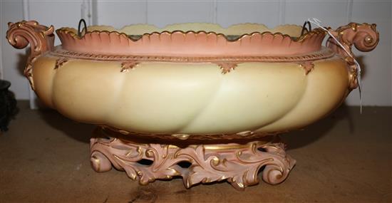 A large Royal Worcester blush ivory oval jardiniere(-)